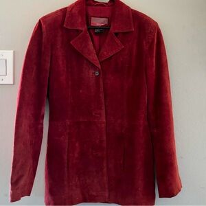 Red Suede Leather Brandon Thomas Blazer